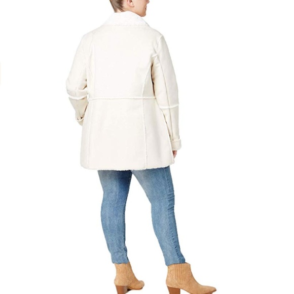 NWT INC Macy's Faux Shearling Wrap Coat Plus 1X - Picture 2 of 6